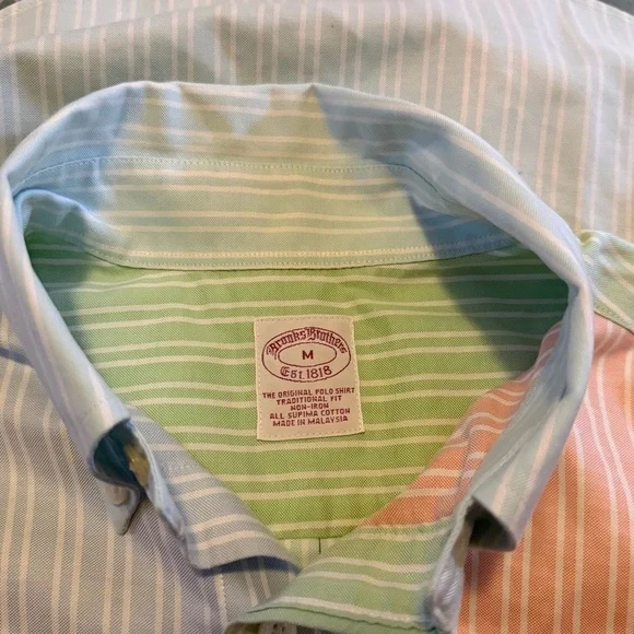 Brooks Brothers Pastel Striped Button Down Shirt Size M - Picture 6 of 10